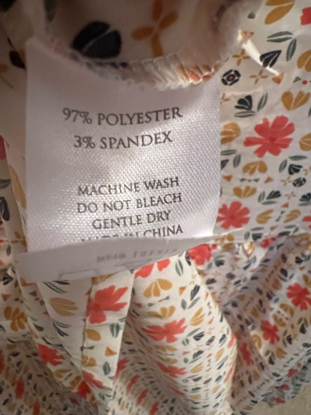 Floral Smocked Ruffle-Trim Long Sleeve Top - Cream with Coral & Yellow - Picture 5 of 5